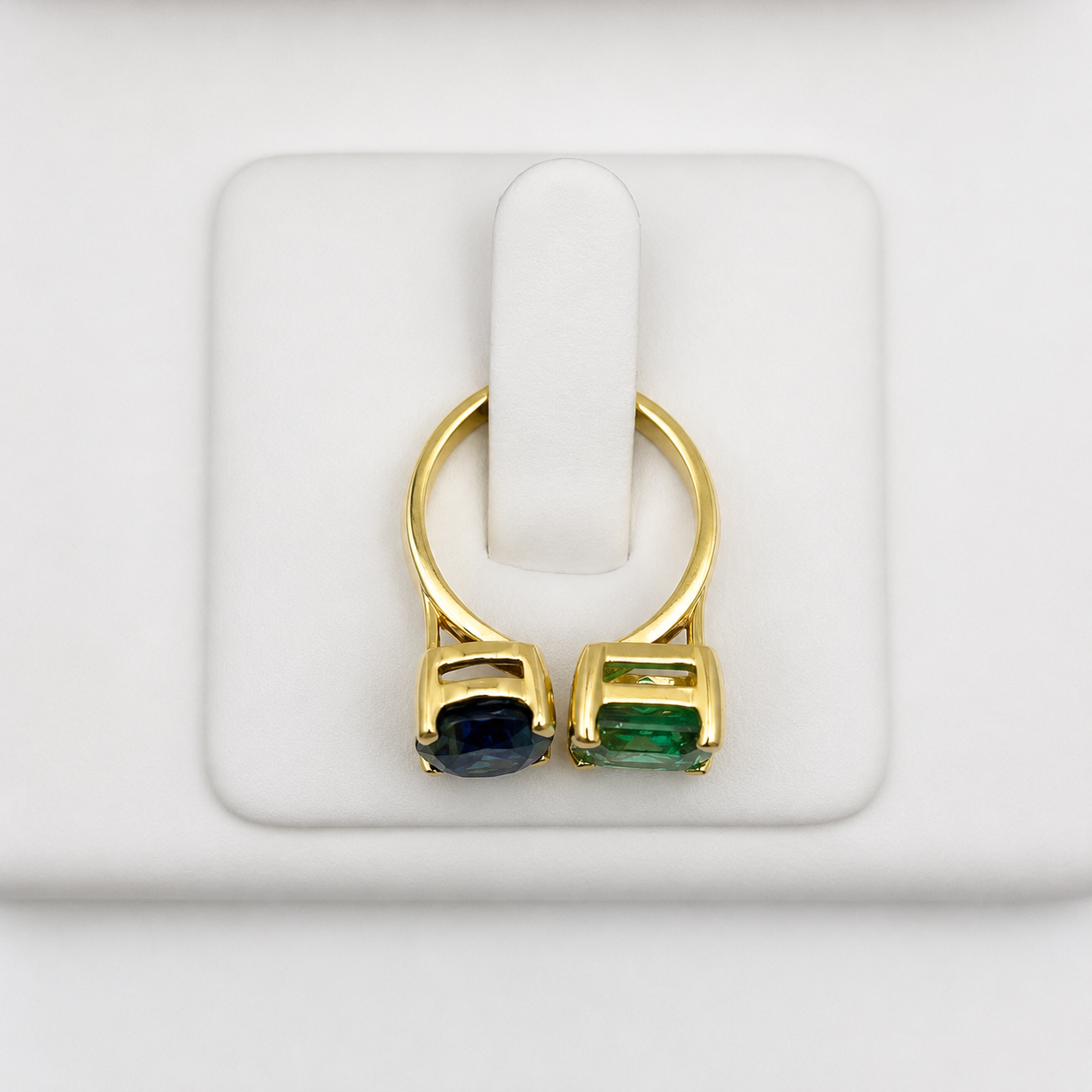 6.5ctw London Blue & Mint Green Spinel Ring | Toi et Moi Ring | Open Adjustable Design