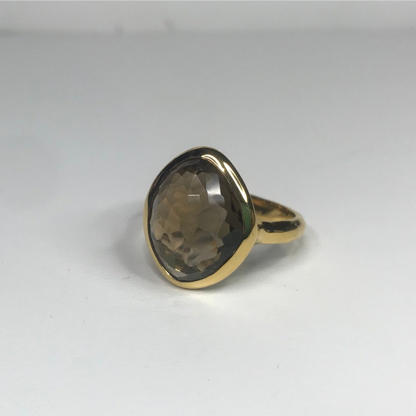 Beautiful 5ct Genuine Smoky Quartz Ring 18k Gold Vermeil Gold Smoky Quartz Ring