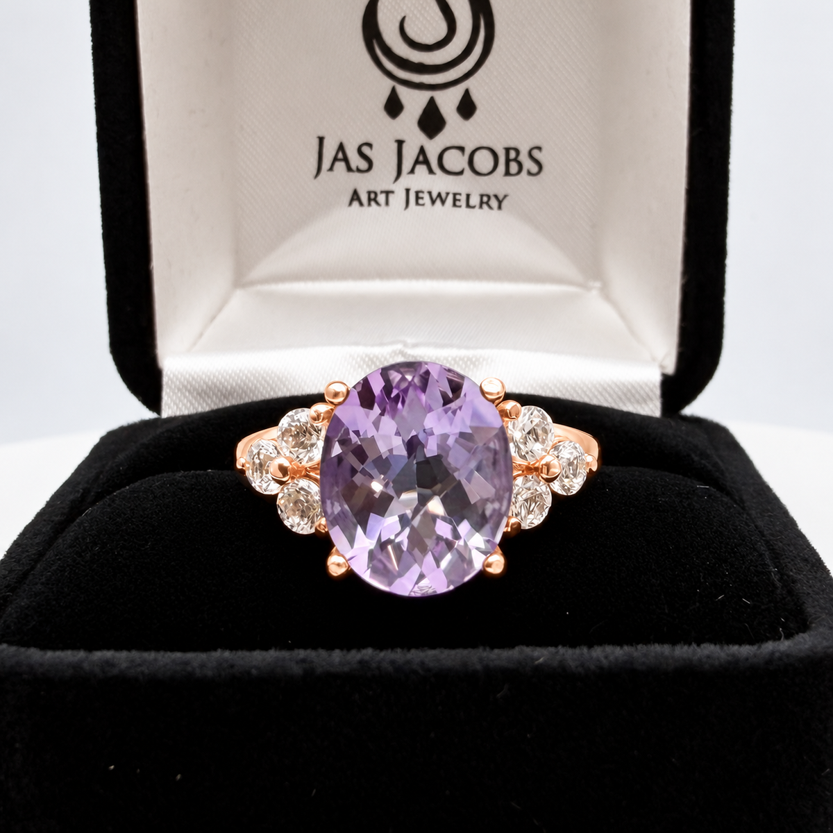 Rose de France Amethyst Ring with White Sapphire Accents