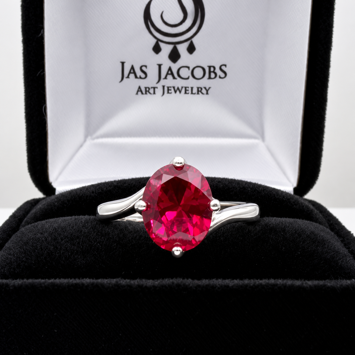 3ct Oval Cut Ruby Bypass-Inspired Solitaire Ring