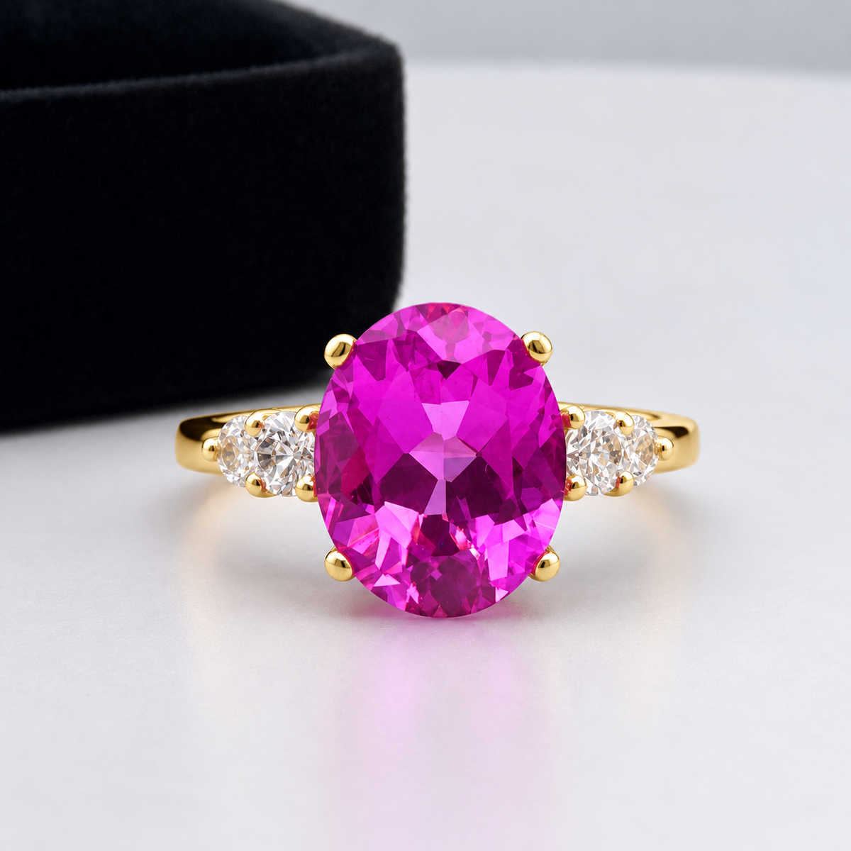 5.6ctw Oval Pink Sapphire & White Sapphire Statement Ring