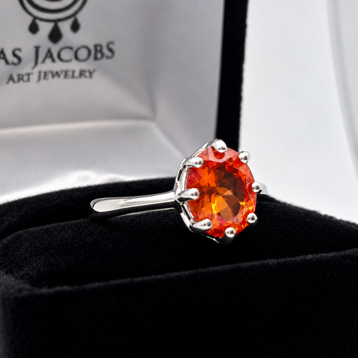 3ct Oval Cut Padparadscha Sapphire Solitaire Ring