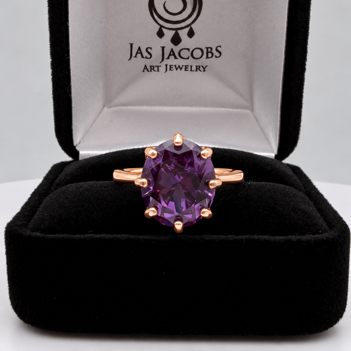 5ct Oval Alexandrite Sapphire Ring – Art Deco Inspired 8 Prong Setting