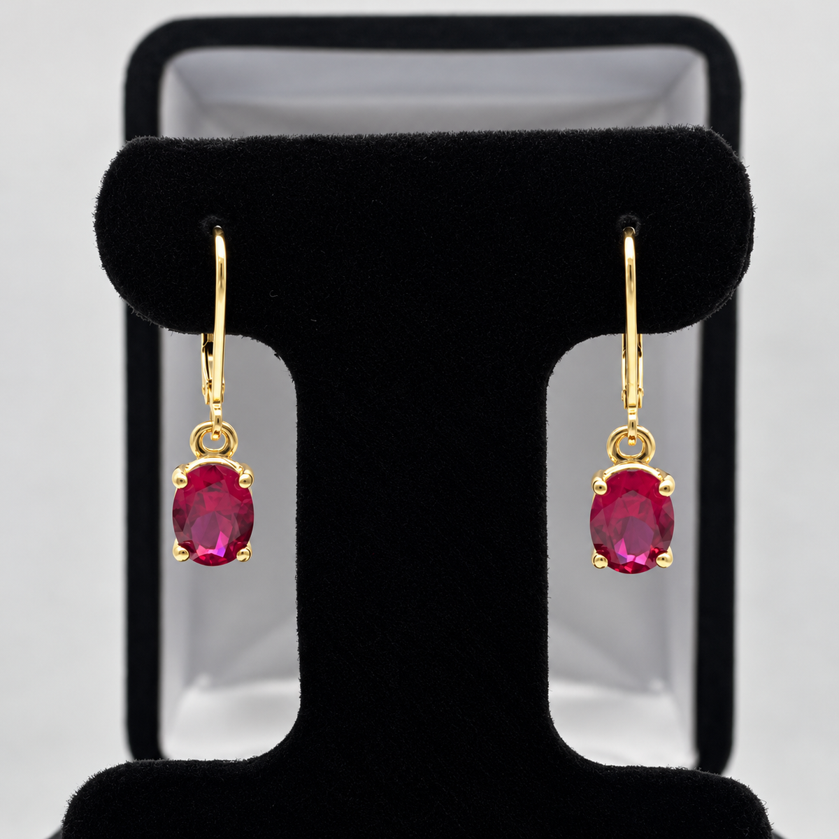 3ctw Oval Cut Ruby Leverback Earrings