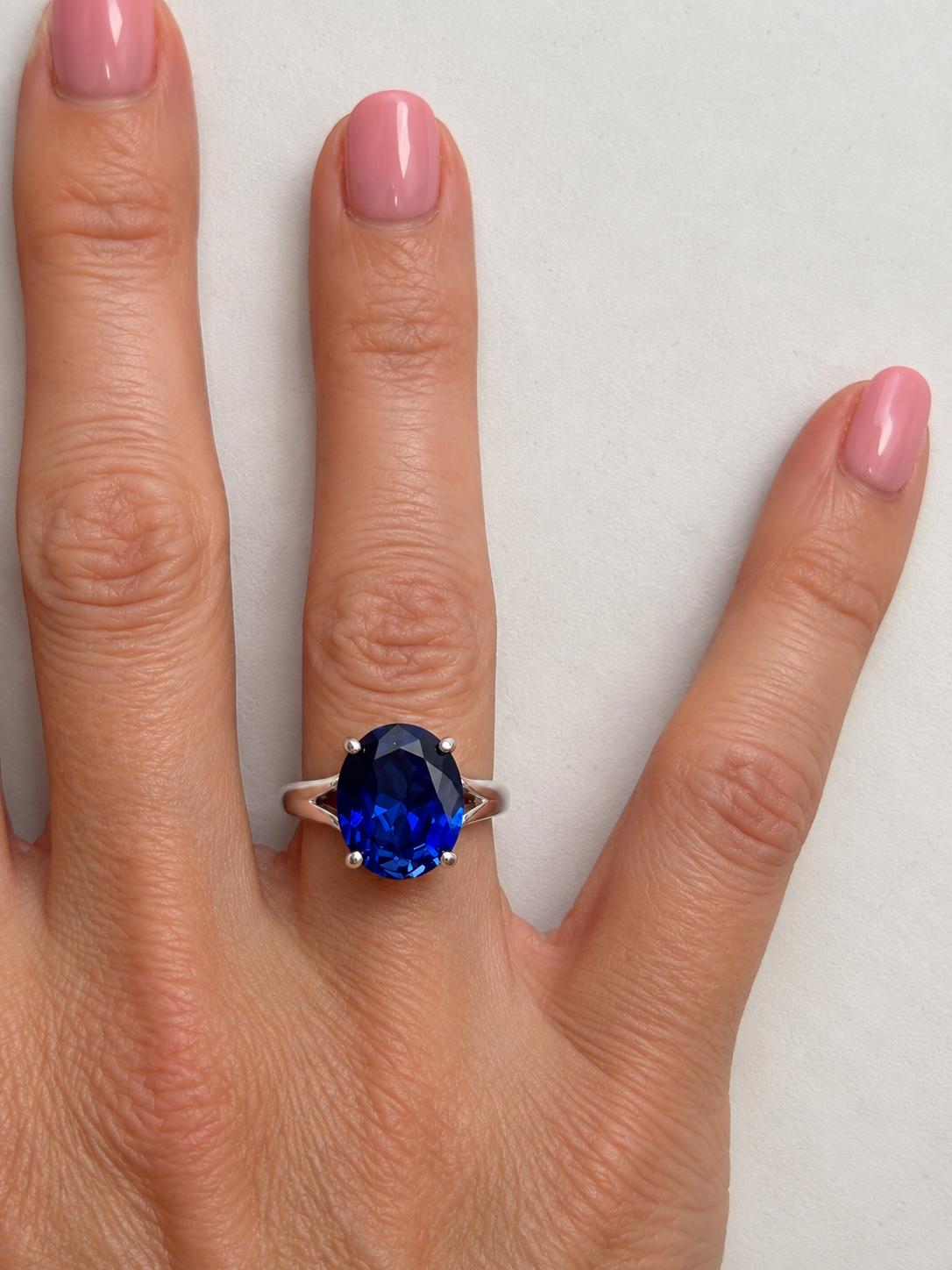 5ct Oval Cut Blue Sapphire Split Shank Ring