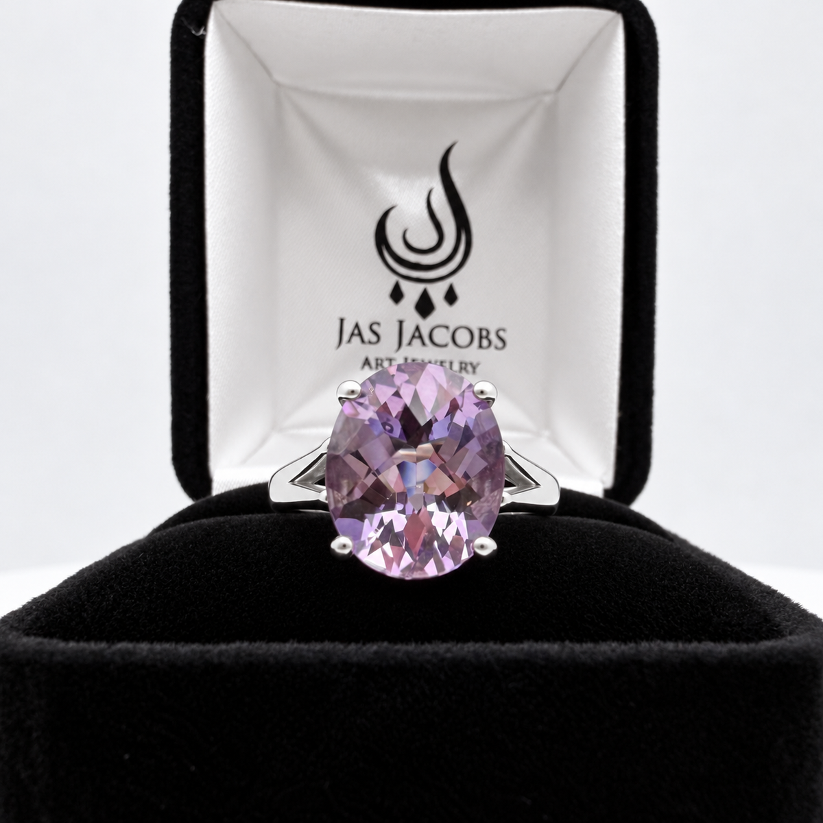 4.5ct Oval Rose de France Amethyst Ring in Sterling Silver