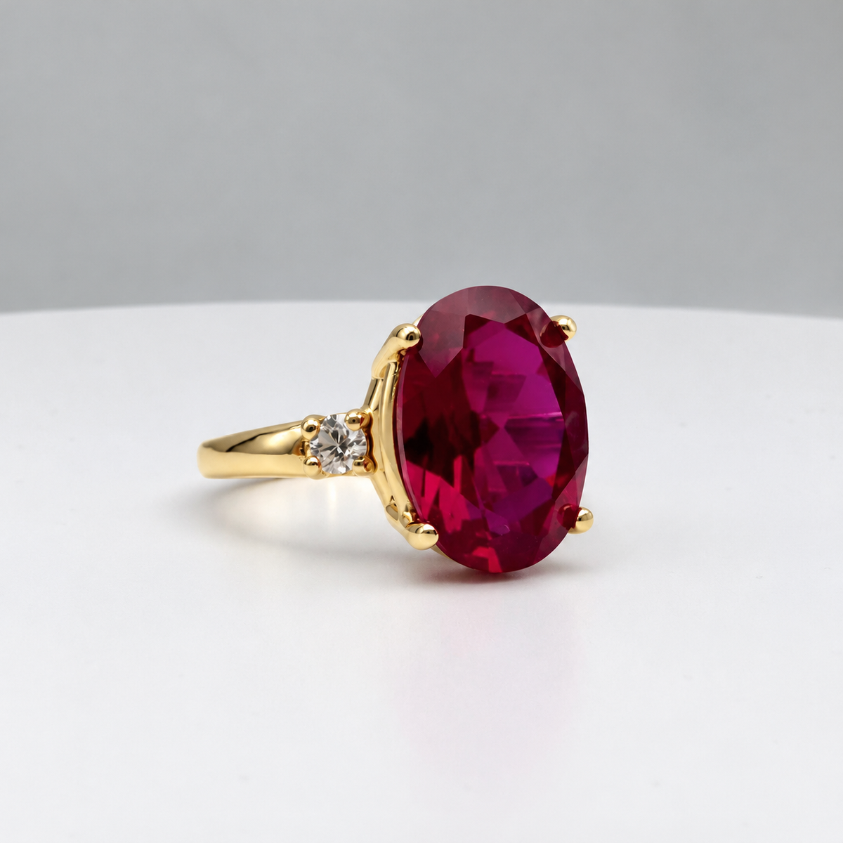 7.2ctw Oval Ruby & Diamond Statement Ring