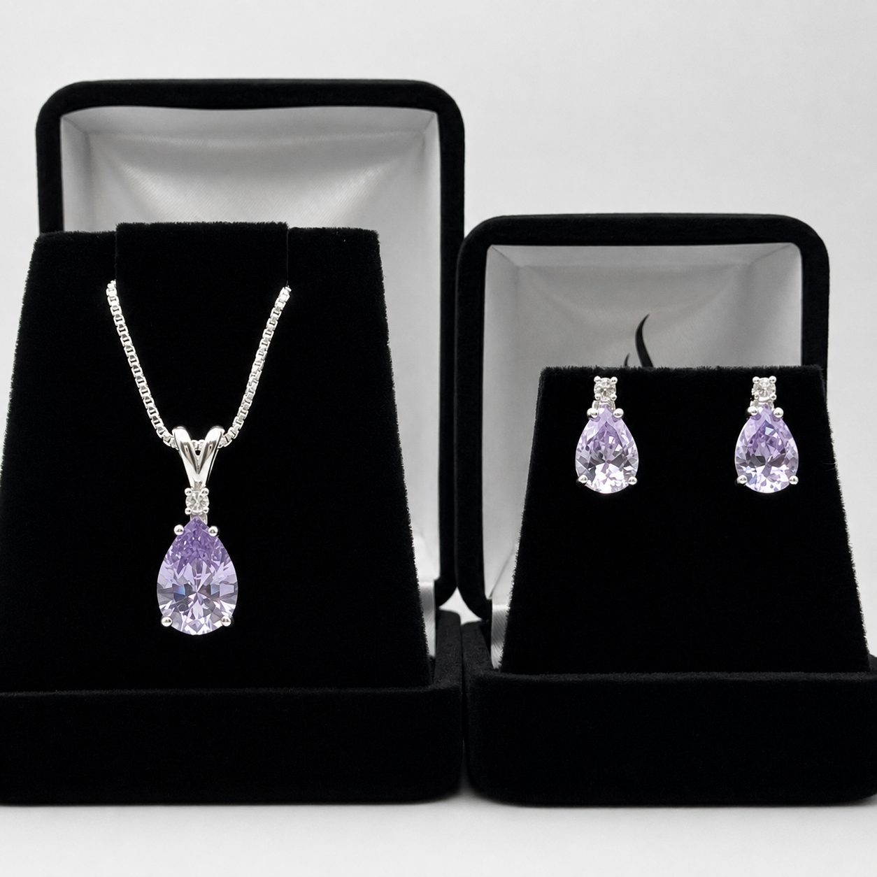 11ctw Pear Cut Lavender Cubic Zirconia Jewelry Set | White Sapphire Accents