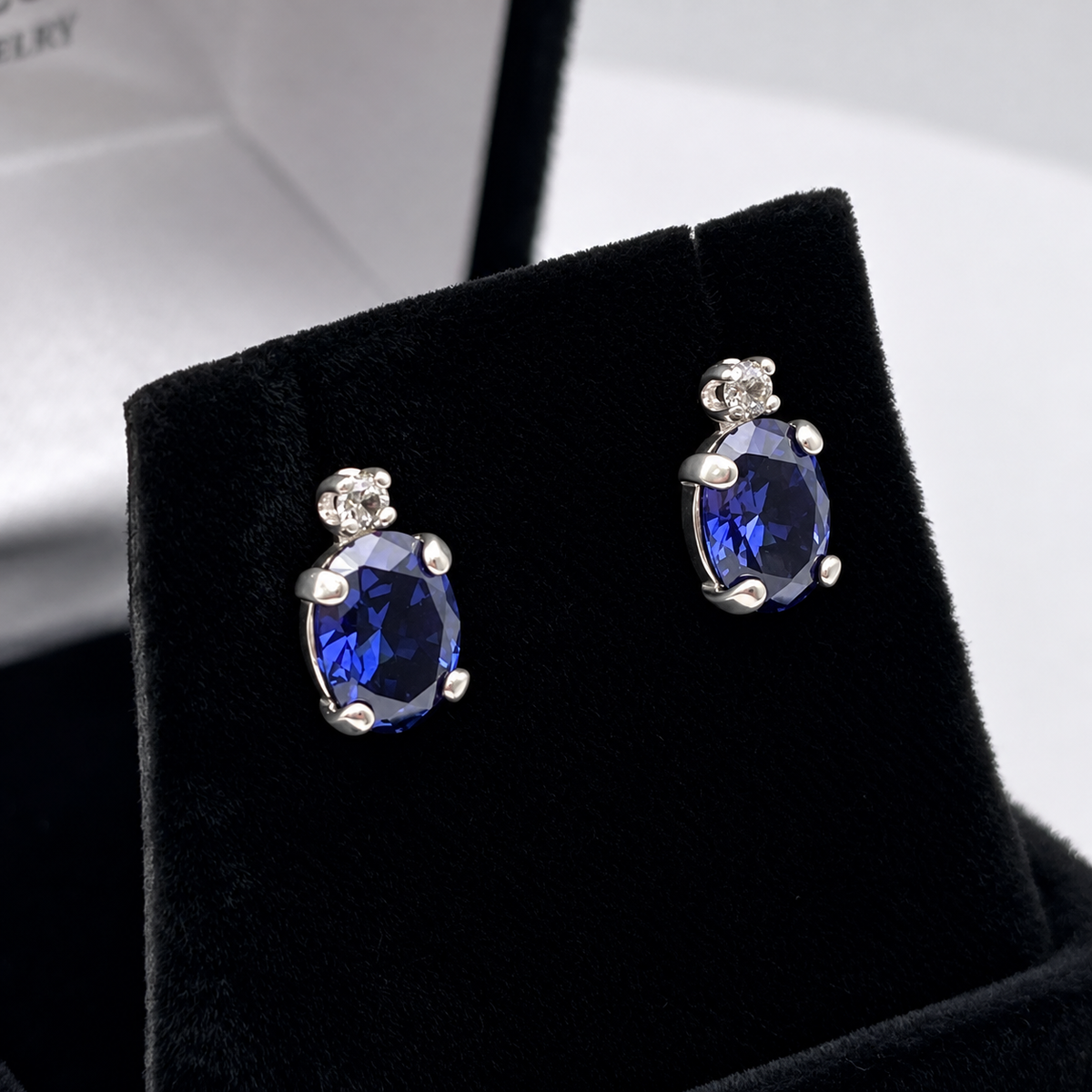 2.3ctw Oval Tanzanite & White Sapphire Stud Earrings