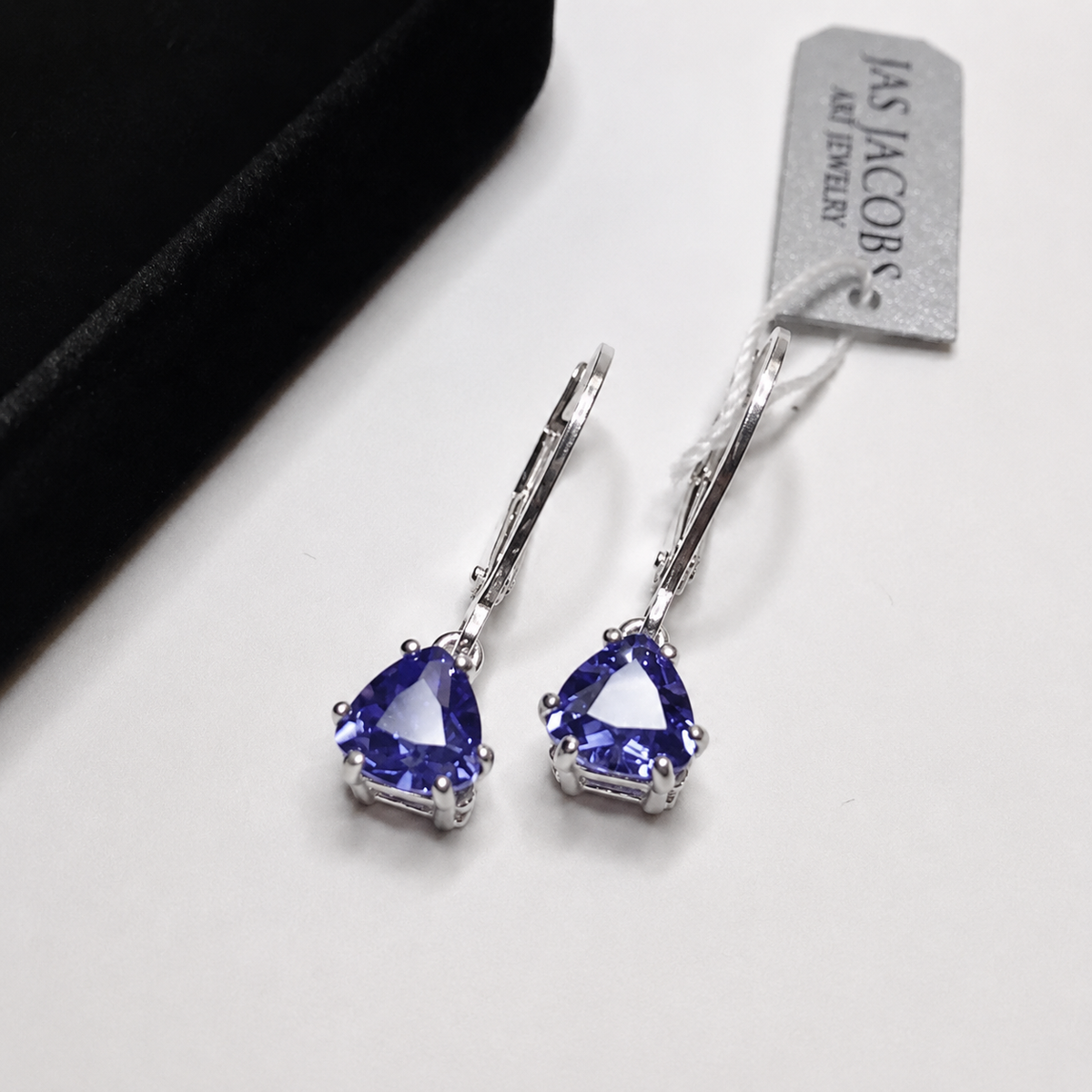 2.5ctw Trillion Cut Tanzanite Earrings in Sterling Silver