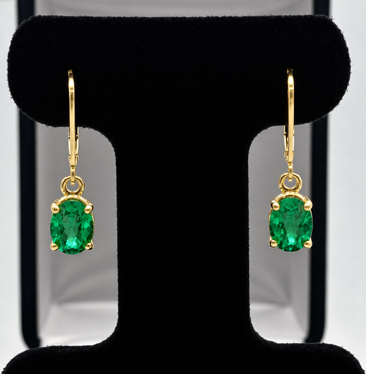 2.3ctw Emerald Leverback Earrings in Solid Gold