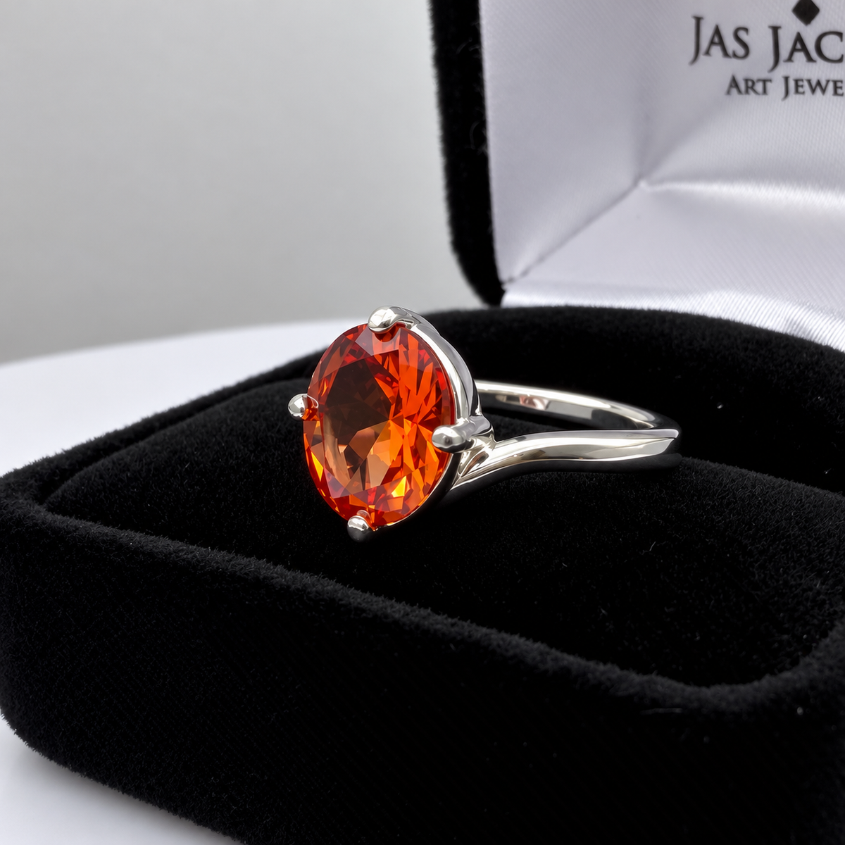 3ct Oval Padparadscha Sapphire Ring with Sculpted Bypass Band