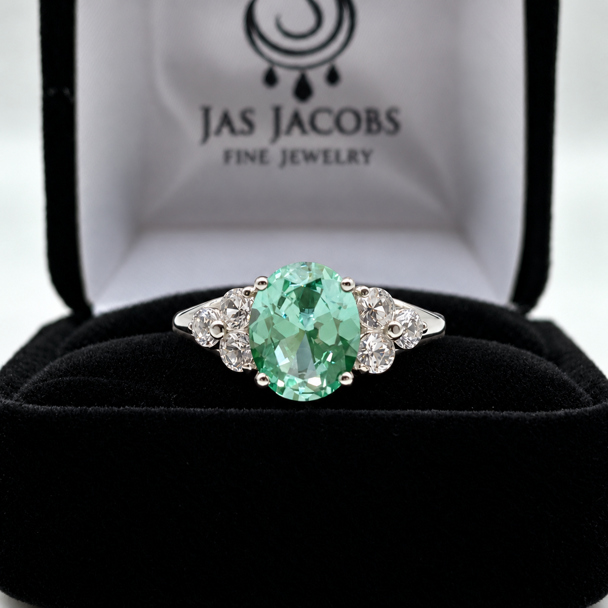 4ctw Mint Green Spinel & White Sapphire Victorian Cluster Ring