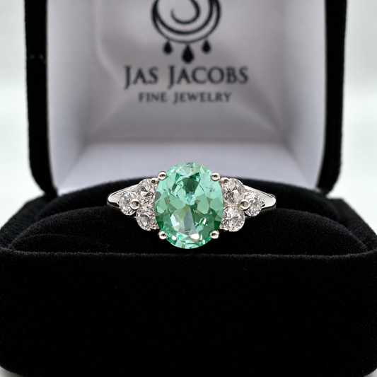 4ctw Mint Green Spinel & White Sapphire Victorian Cluster Ring