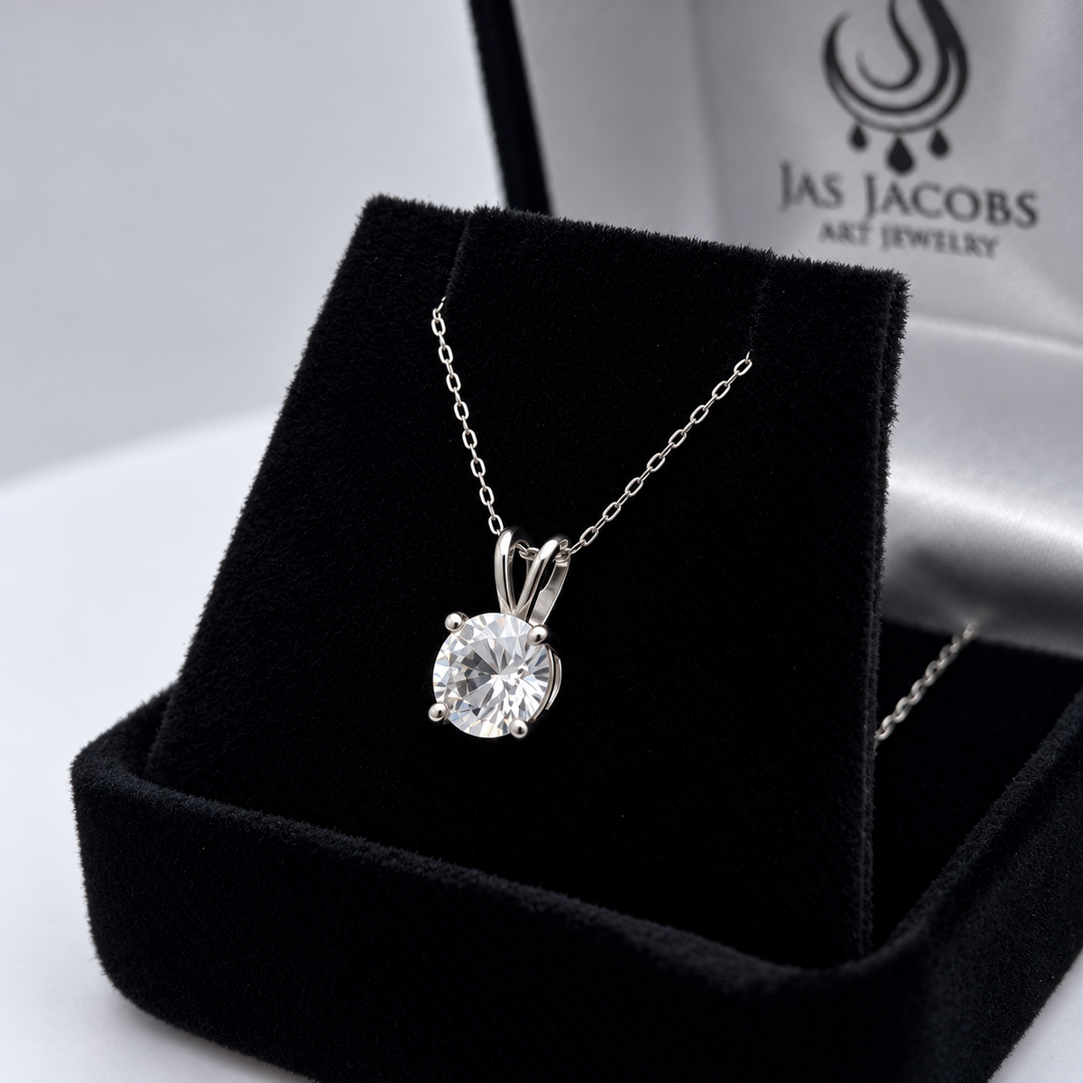 1ct White Sapphire Solitaire Pendant Necklace