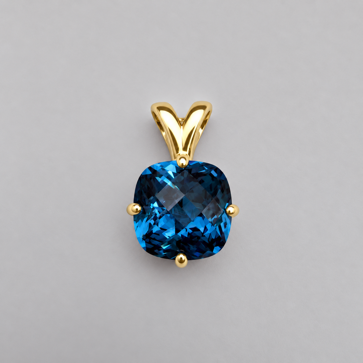 4ct London Blue Spinel Cushion Cut Pendant Necklace