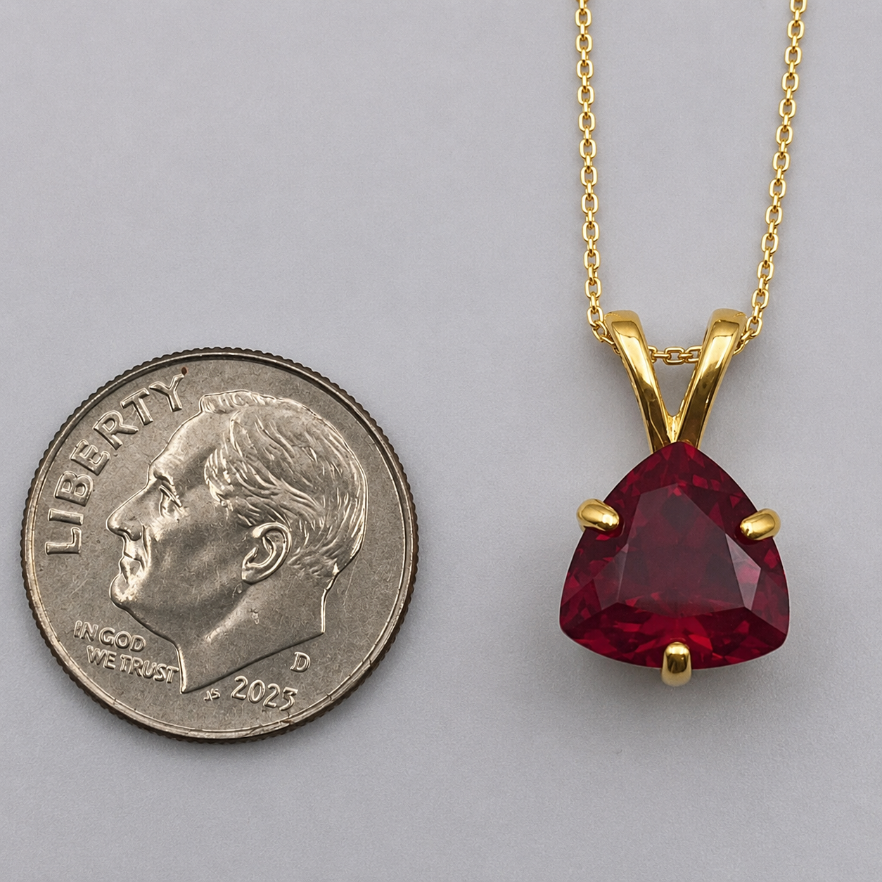 4ct Trillion Cut Ruby Solitaire Pendant Necklace