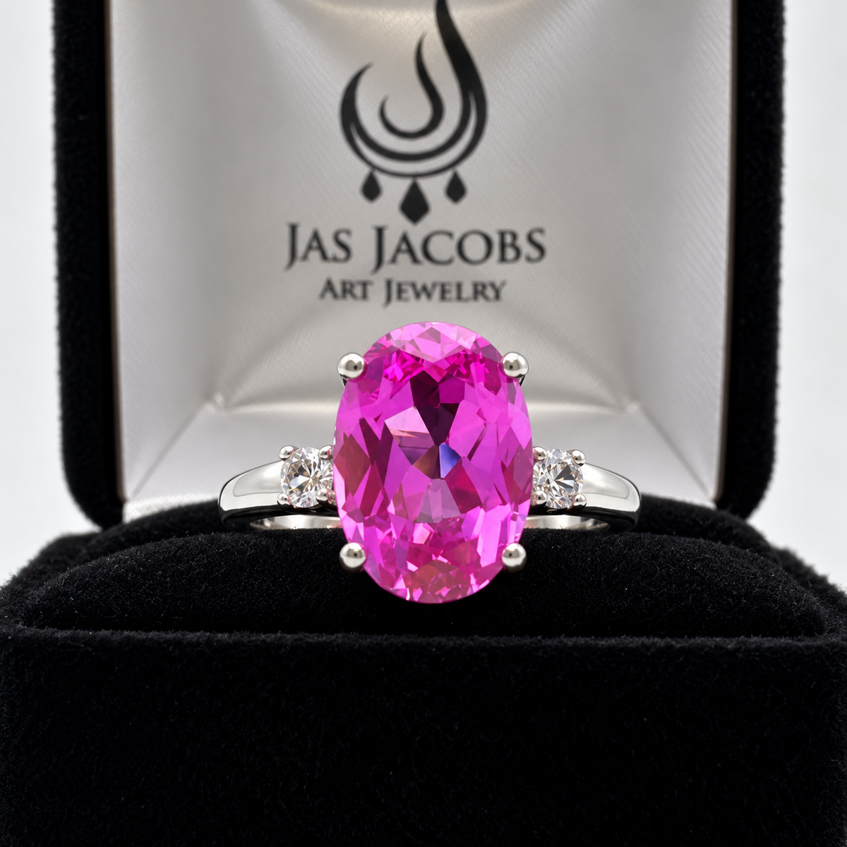 7.26ctw Oval Pink Sapphire & White Sapphire Ring