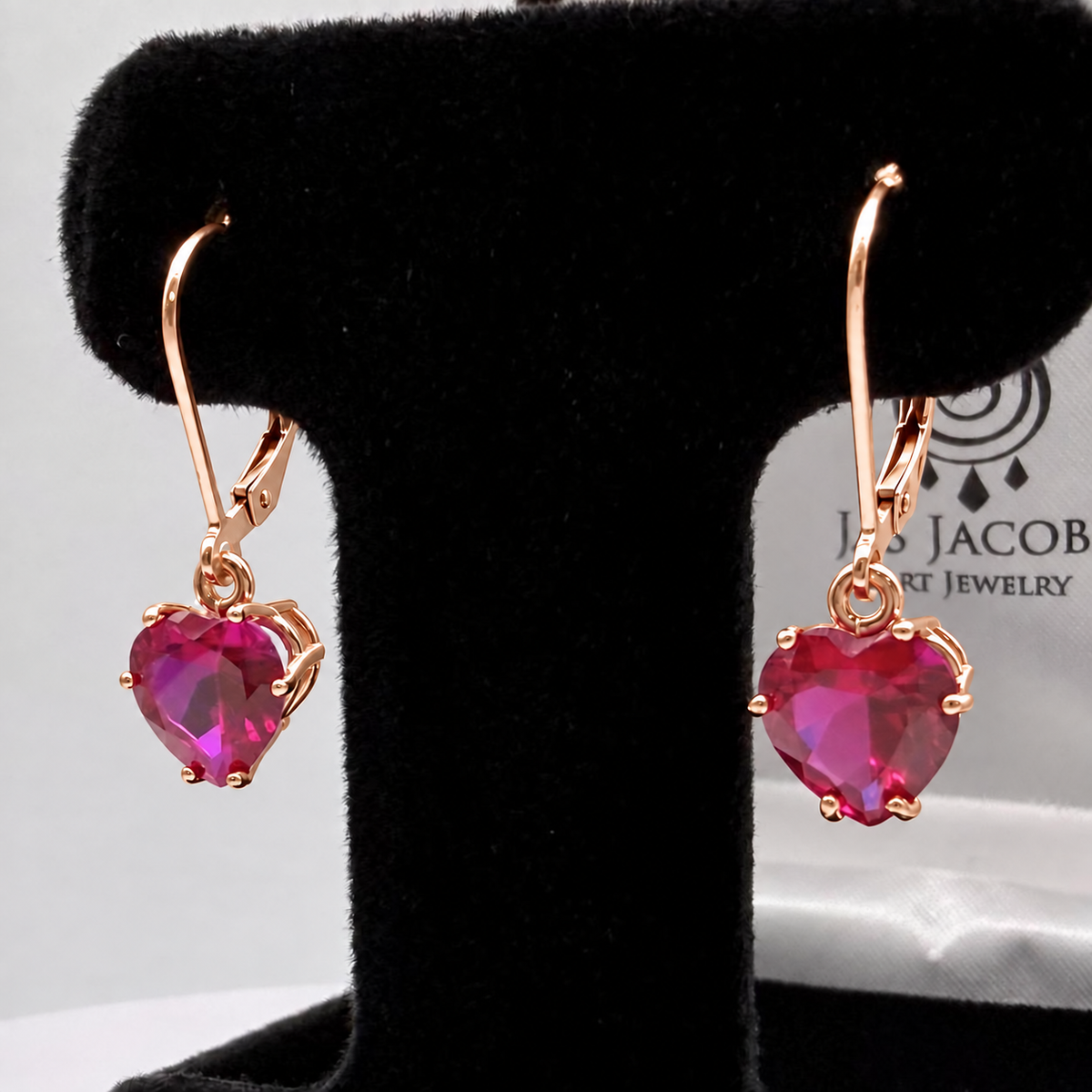 4ctw Heart Cut Ruby Dangle Earrings