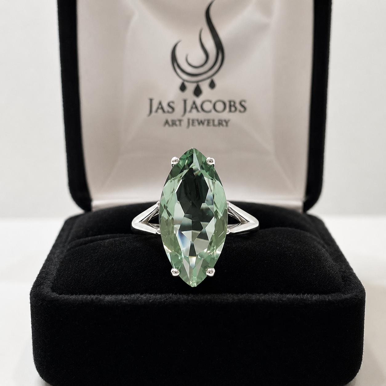 6 Ct Natural Green Quartz Marquise Statement Ring
