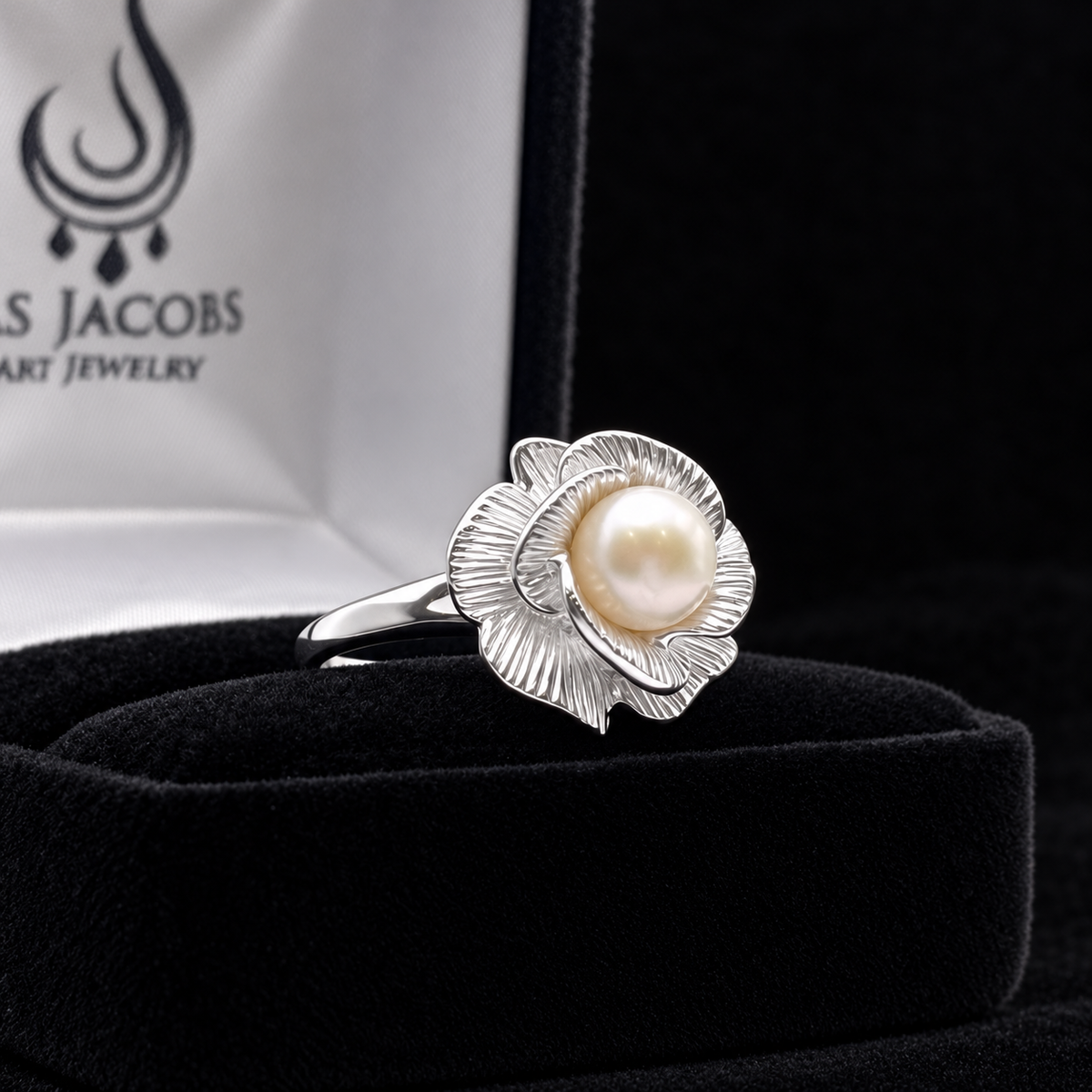 Freshwater Pearl Sculptural Floral Ring in Sterling Silver
