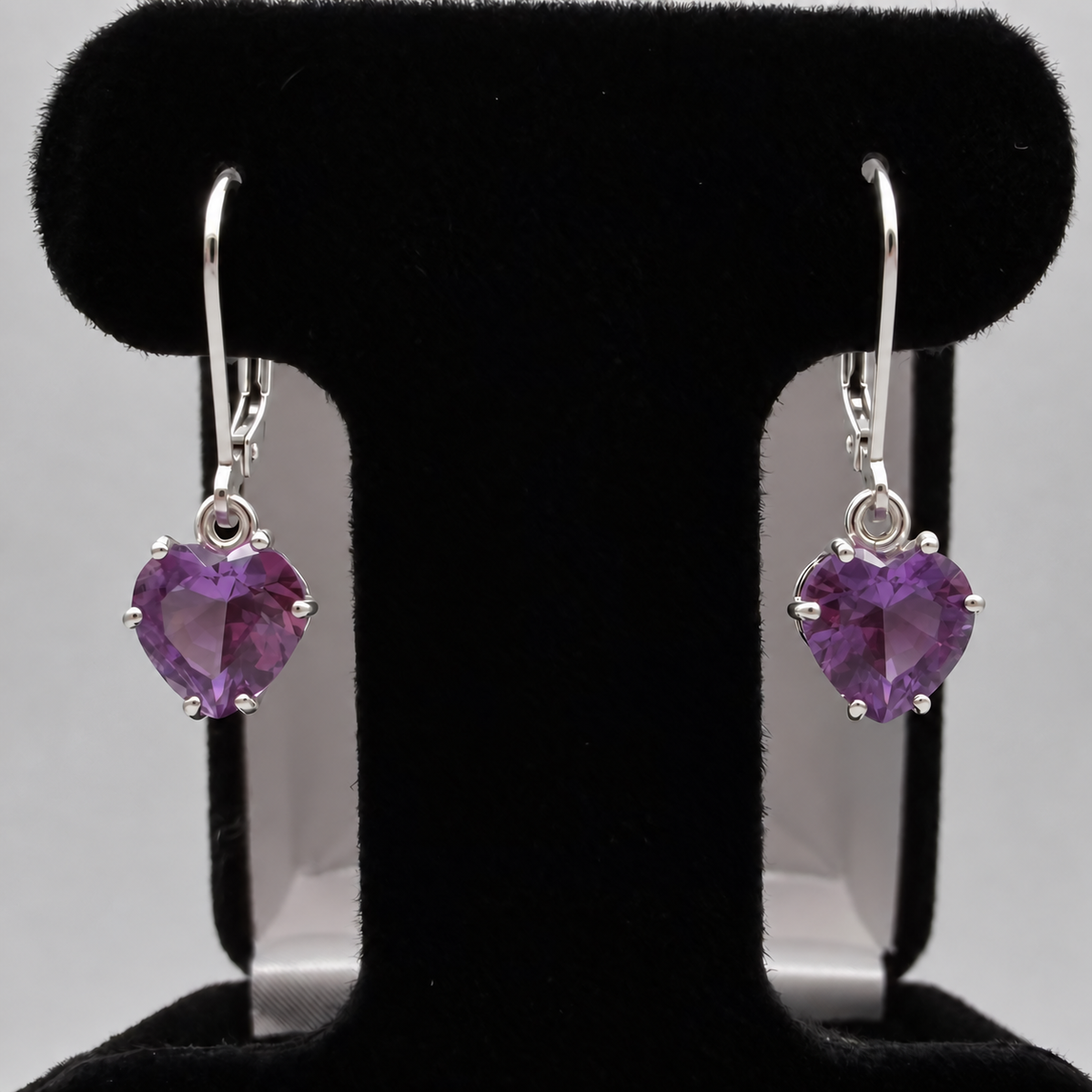 4ctw Heart Cut Color Change Alexandrite Sapphire Earrings