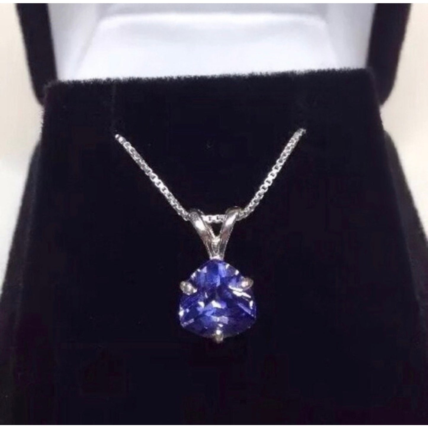 Beautiful 2ct Trillion Cut Tanzanite & Sterling Silver Pendant Necklace Trillion Cut Tanzanite Fine Jewelry Trends 2ct Tanzanite Pendant