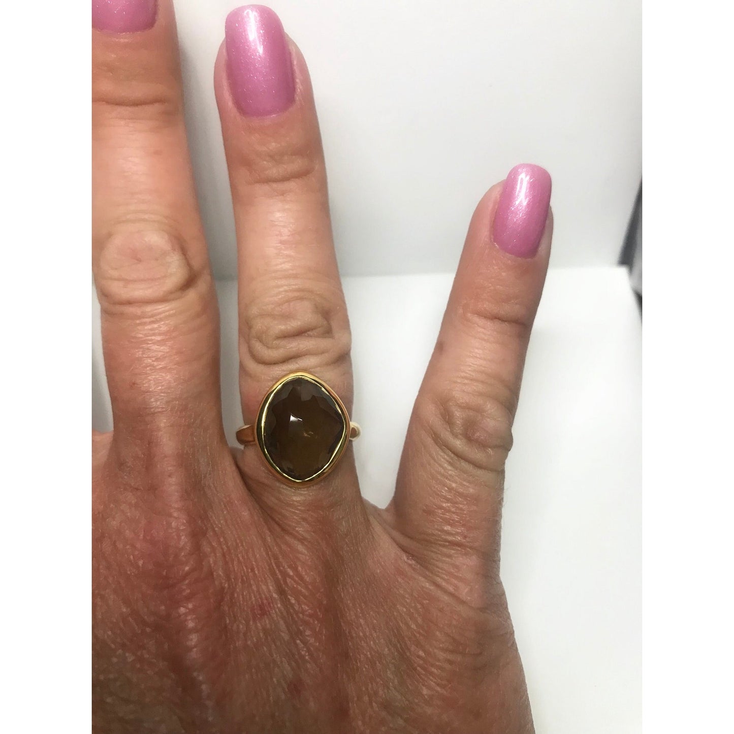 Beautiful 5ct Genuine Smoky Quartz Ring 18k Gold Vermeil Gold Smoky Quartz Ring