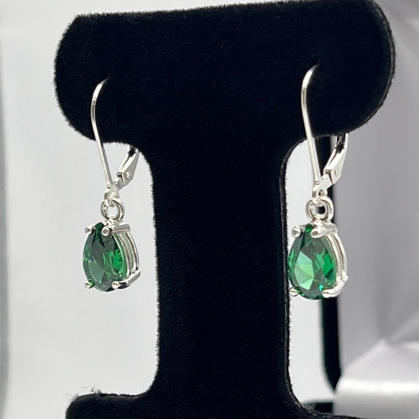 Beautiful 3ct Pear Cut Emerald Earrings Teardrop Emerald Earrings