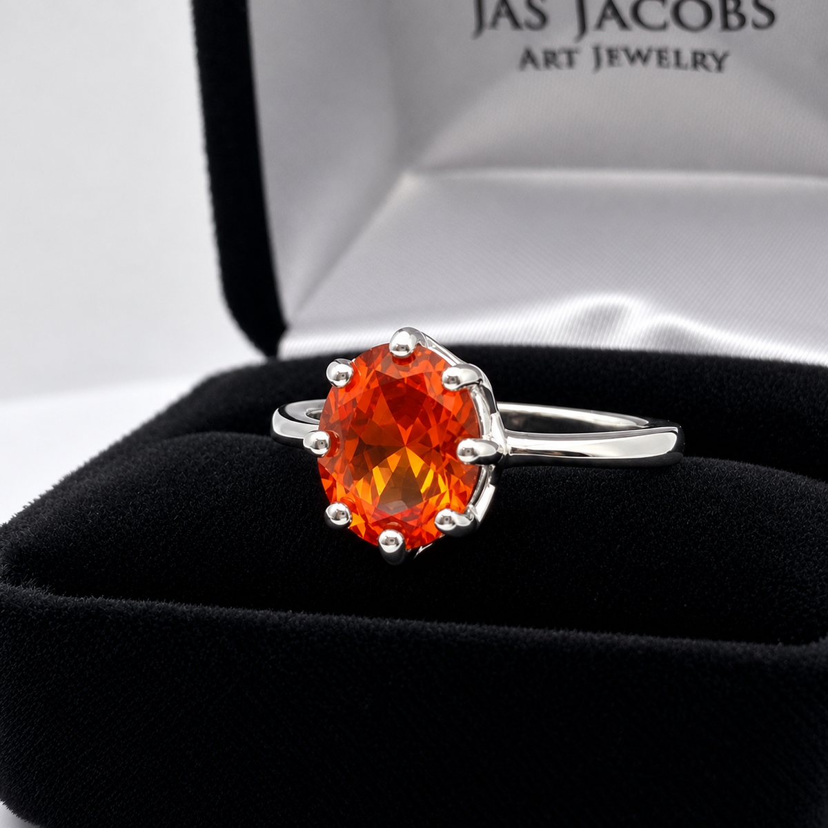 3ct Oval Cut Padparadscha Sapphire Solitaire Ring