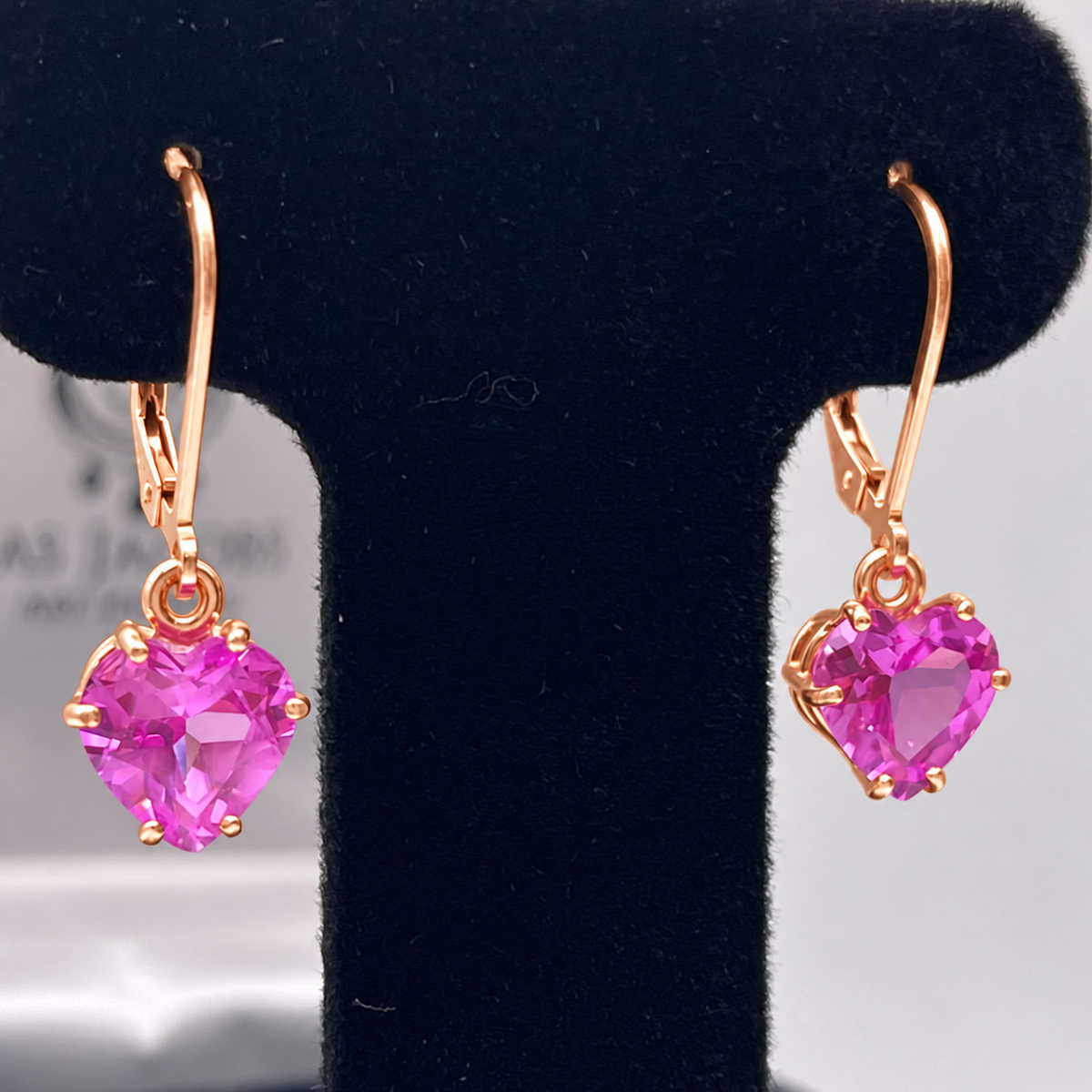 4ctw Heart Cut Pink Sapphire Dangle Earrings