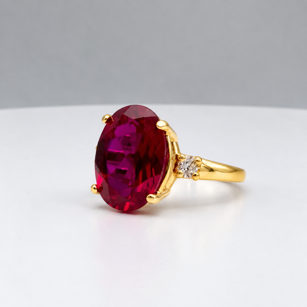 7.2ctw Oval Ruby & Diamond Statement Ring