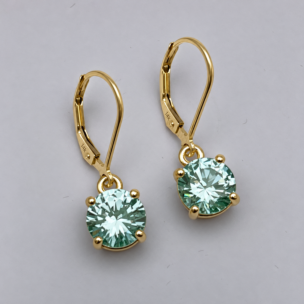 4ctw Mint Green Spinel Solitaire Leverback Earrings