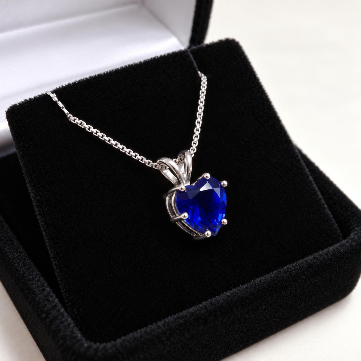 2ct Heart Cut Sapphire Pendant Necklace