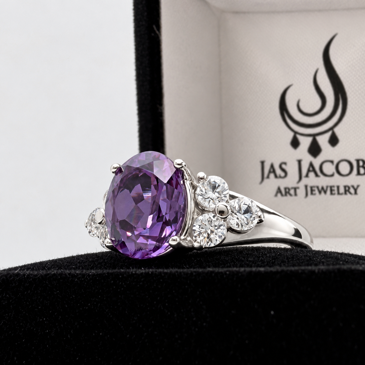 3.78ctw Oval Alexandrite Sapphire & White Sapphire Cluster Ring