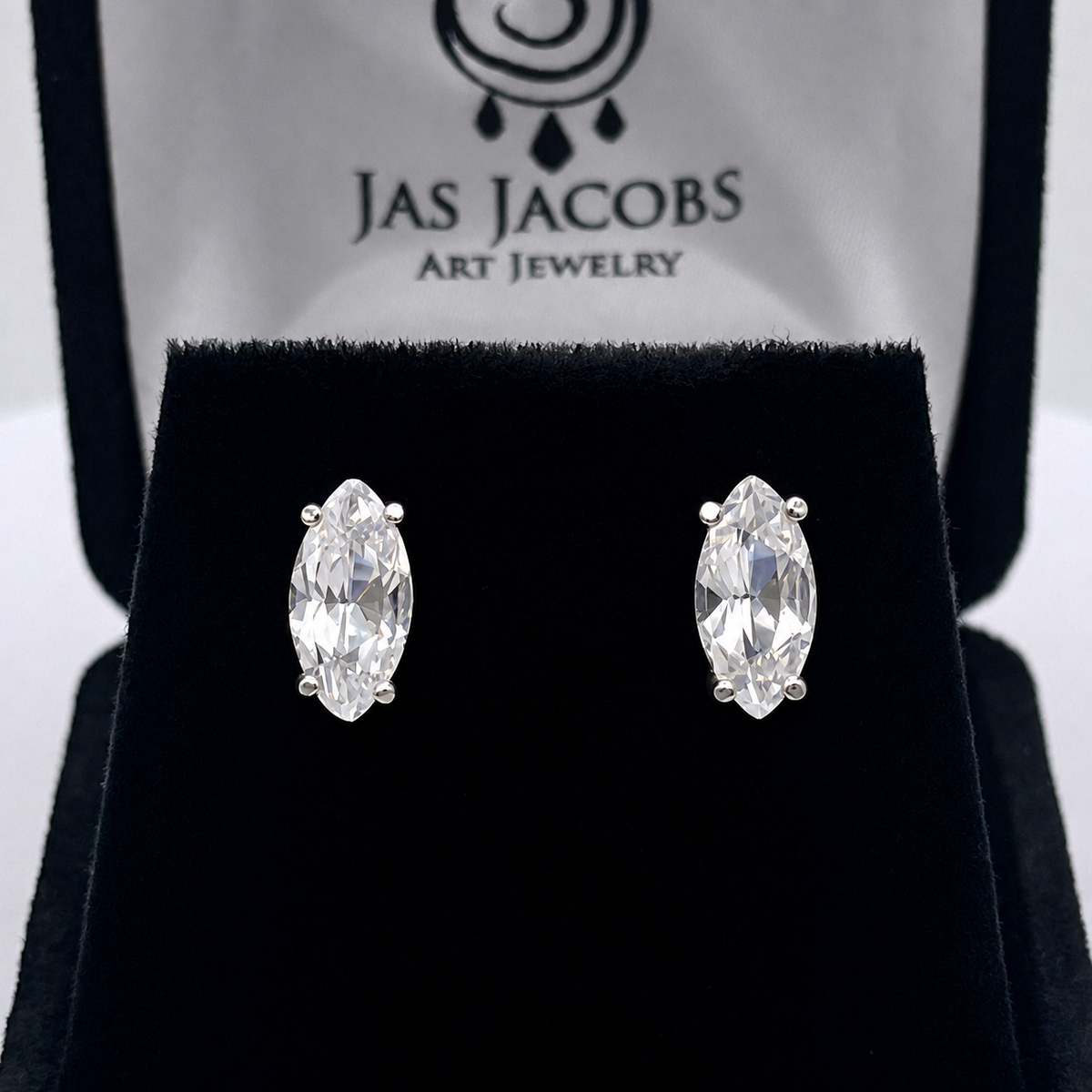 2ctw Marquise White Sapphire Stud Earrings in Sterling Silver