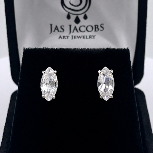 2ctw Marquise White Sapphire Stud Earrings in Sterling Silver