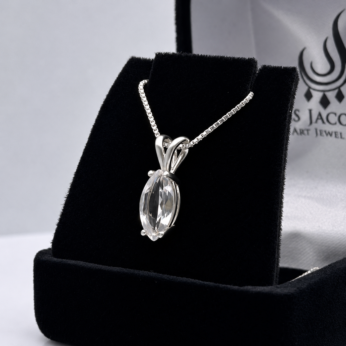 1.75ct Marquise White Sapphire Solitaire Pendant
