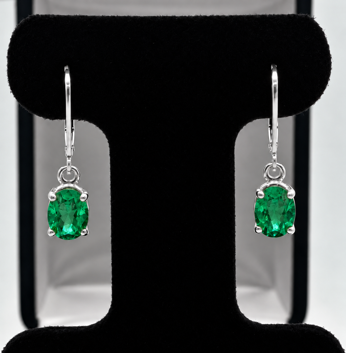 2.3ctw Emerald Leverback Earrings in Solid Gold