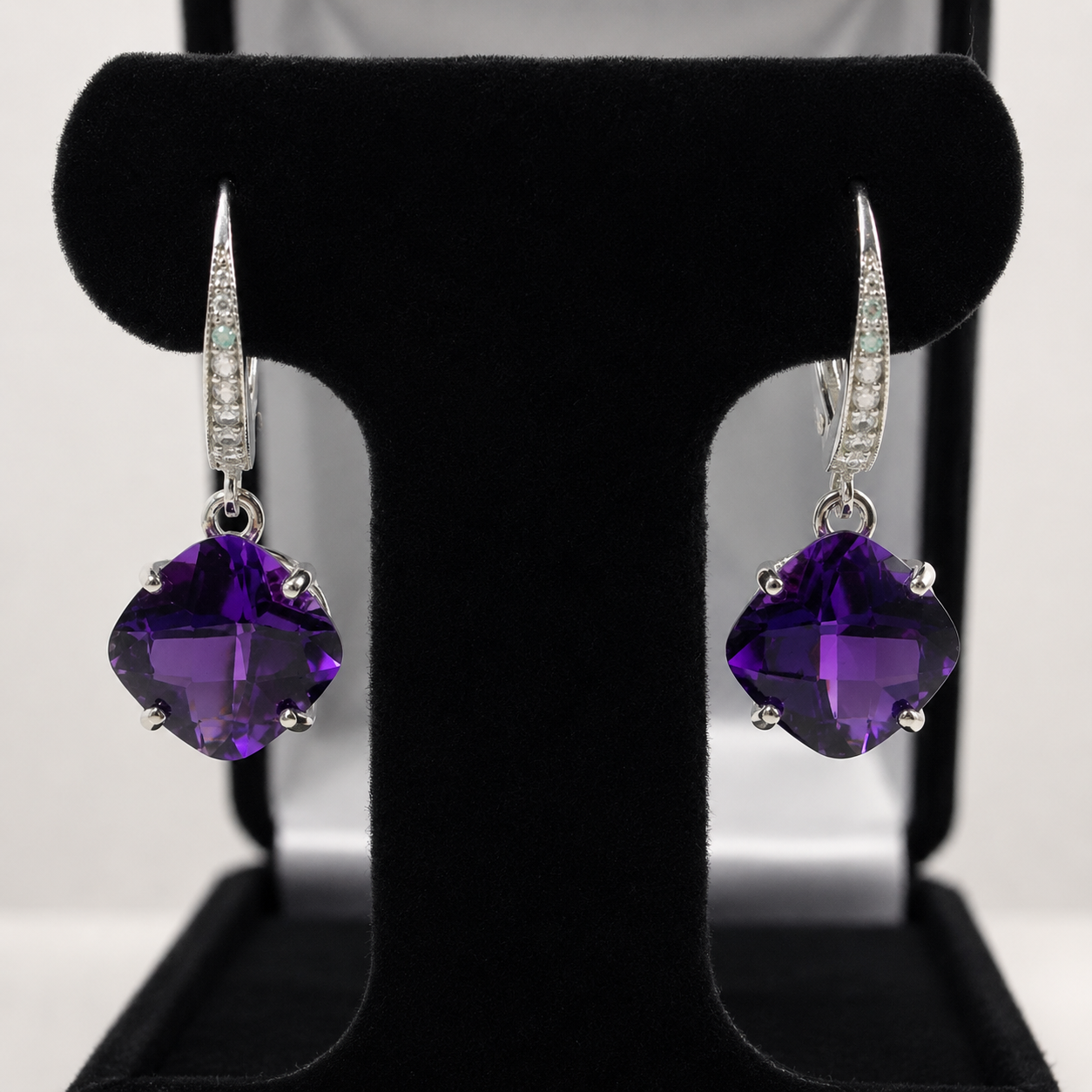 9ctw Cushion Cut Amethyst Earrings