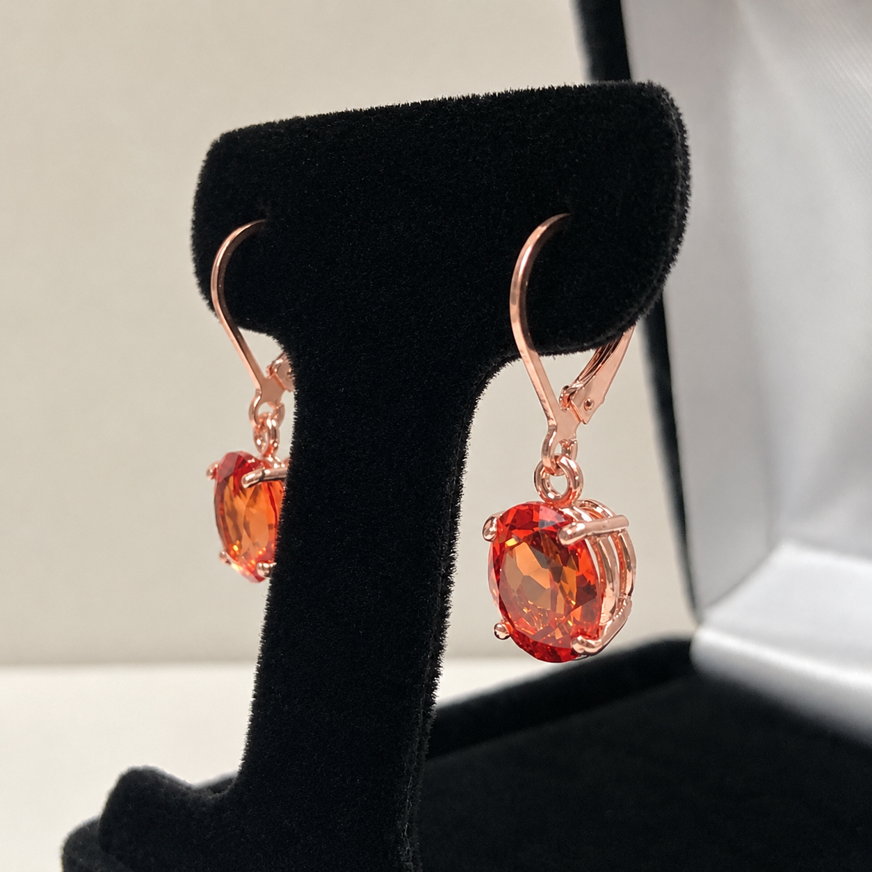 6ctw Oval Cut Orange Padparadscha Sapphire Leverback Earrings