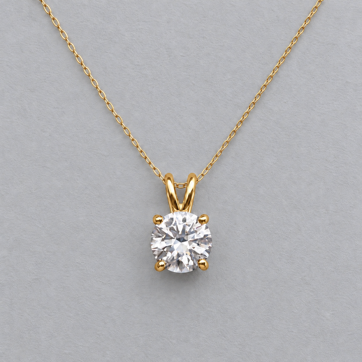 1ct White Sapphire Solitaire Pendant Necklace