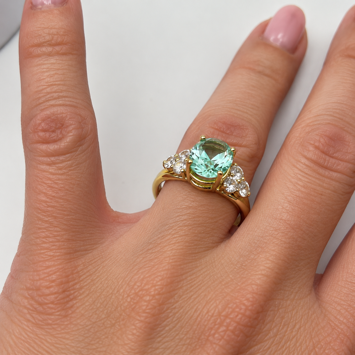 4ctw Mint Green Spinel & White Sapphire Victorian Cluster Ring