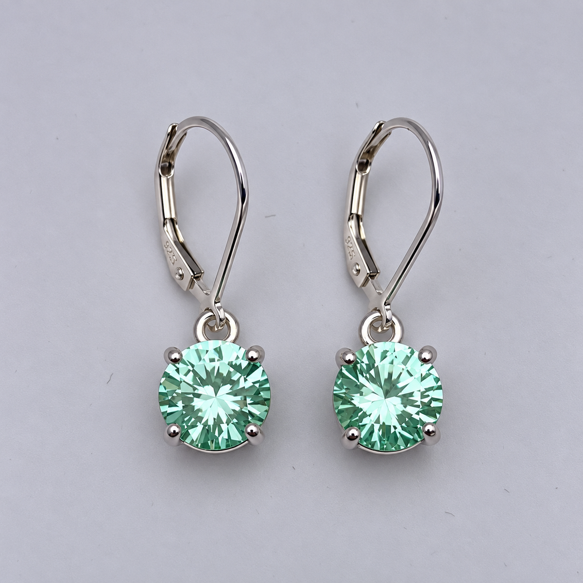 4ctw Sea Foam Green Spinel Solitaire Leverback Earrings