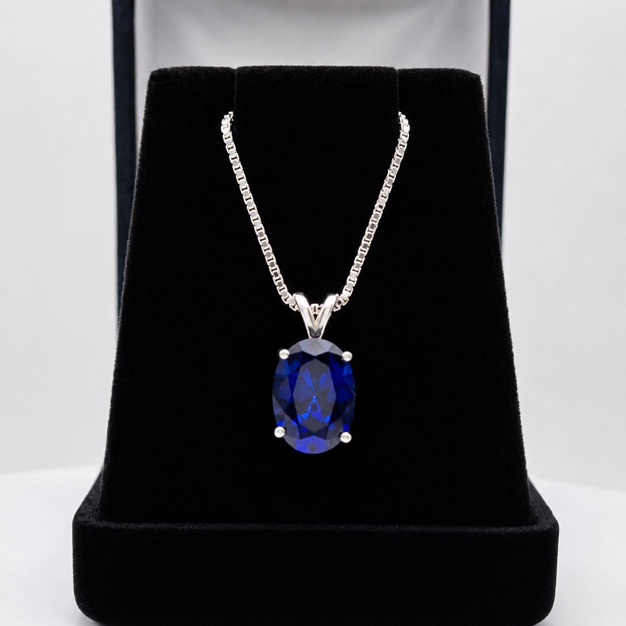 7CT Oval Cut Blue Sapphire Necklace | Statement Sapphire Jewelry | Lab Grown