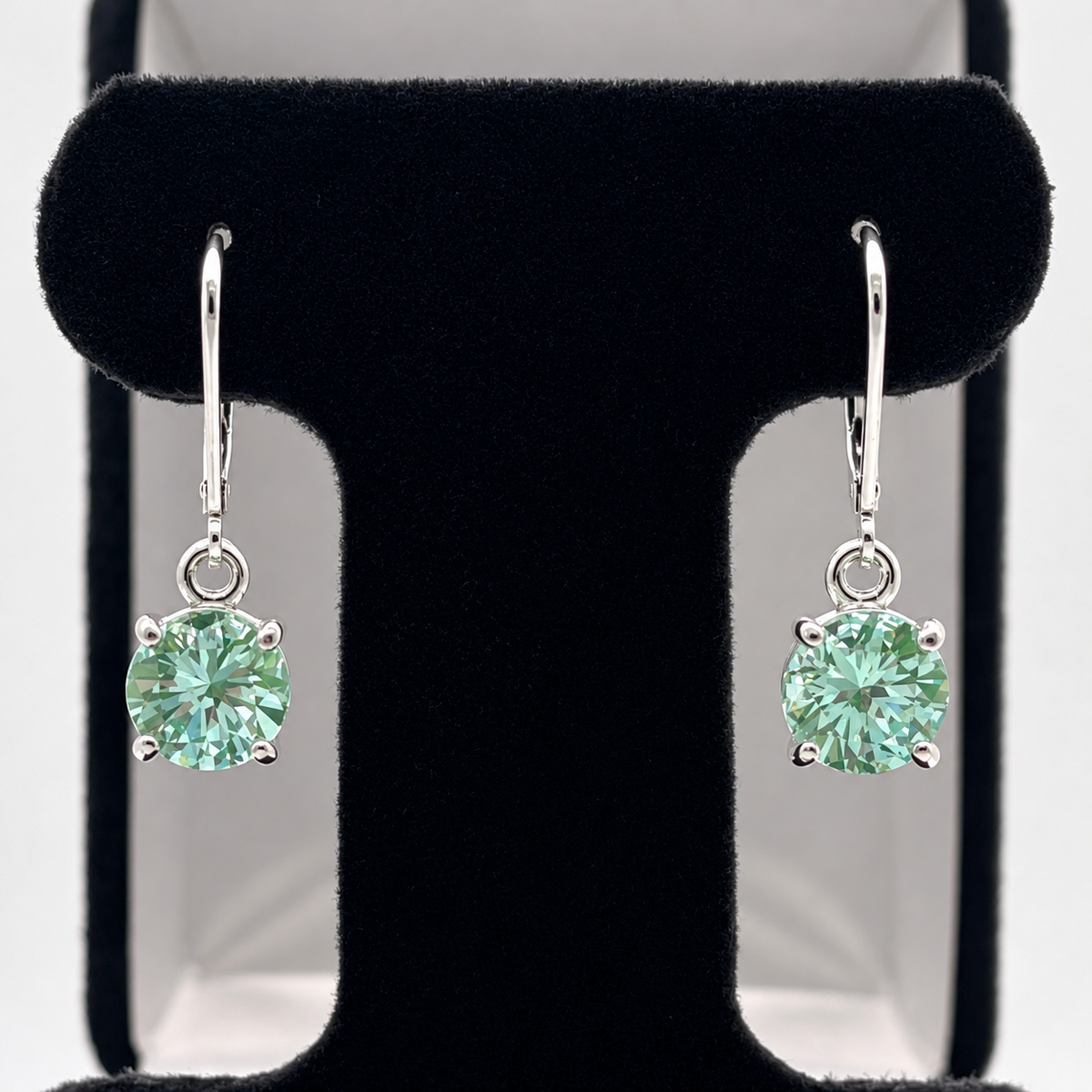 4ctw Mint Green Spinel Solitaire Leverback Earrings