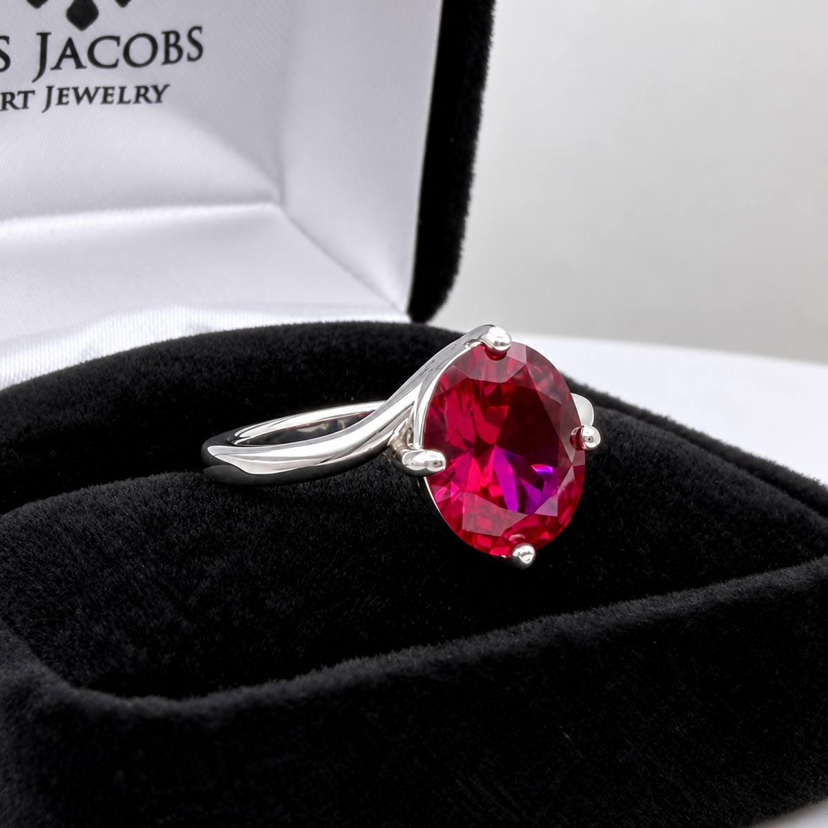3ct Oval Cut Ruby Bypass-Inspired Solitaire Ring