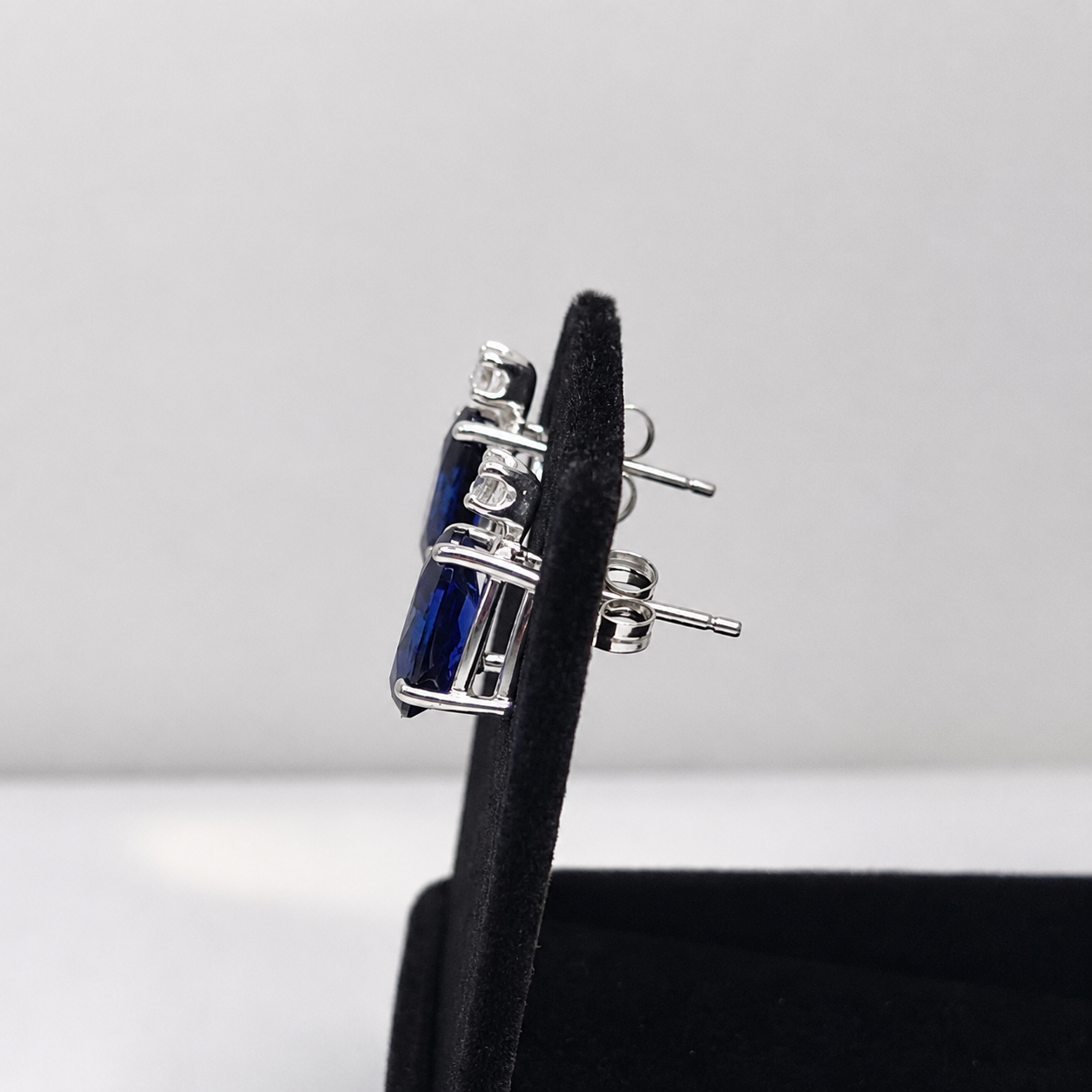 5ctw Pear Cut Blue Sapphire Earrings | Diamond Accents