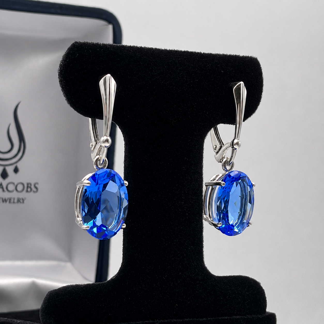 9 Carat Oval Paraiba Blue Quartz Leverback Earrings in Sterling Silver
