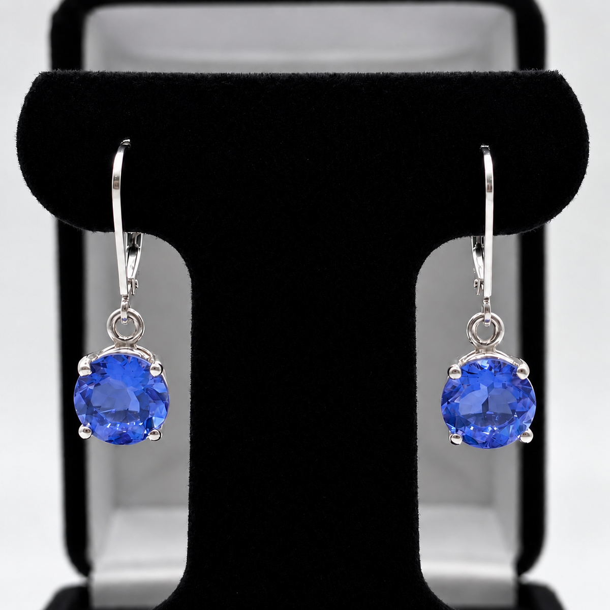 4.6ctw Round Blue Fluorite Leverback Earrings